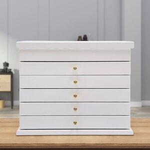 Layer White Jewelry Boxes Ring Necklace Storage Large-Capacity Wooden Box Case